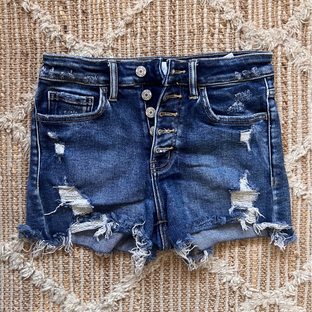 Stylish Blue Distressed Jean Shorts